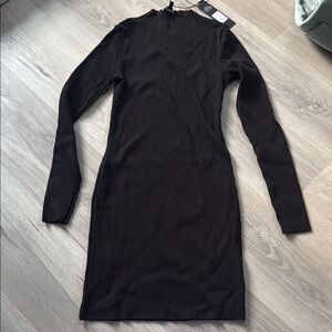 Elegant Black Ribbed Dress